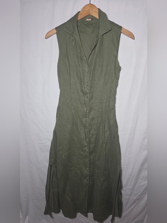 Magaschoni Dresses & Skirts - Sleeveless Button-Front Olive Green Women’s Dress